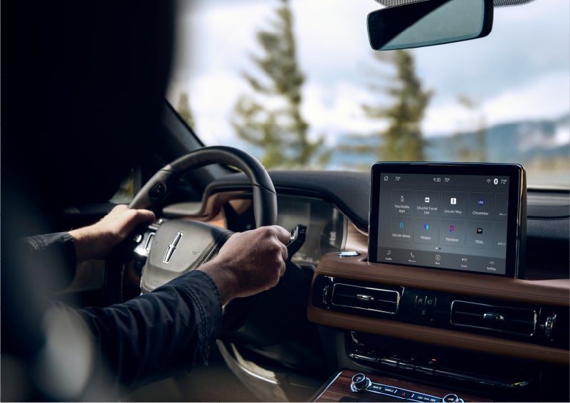 The Lincoln+Alexa app screen is displayed in the center screen of a 2023 Lincoln Aviator® Grand Touring SUV | Lincoln of Coconut Creek in Coconut Creek FL