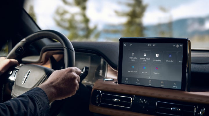 The center touchscreen of a Lincoln Aviator® SUV is shown | Lincoln of Coconut Creek in Coconut Creek FL