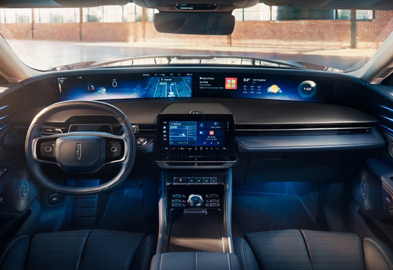 A large panoramic display is shown on the dashboard of a 2024 Lincoln Nautilus® SUV | Lincoln of Coconut Creek in Coconut Creek FL