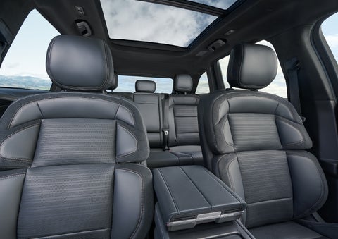 The spacious second row and available panoramic Vista Roof® is shown. | Lincoln of Coconut Creek in Coconut Creek FL